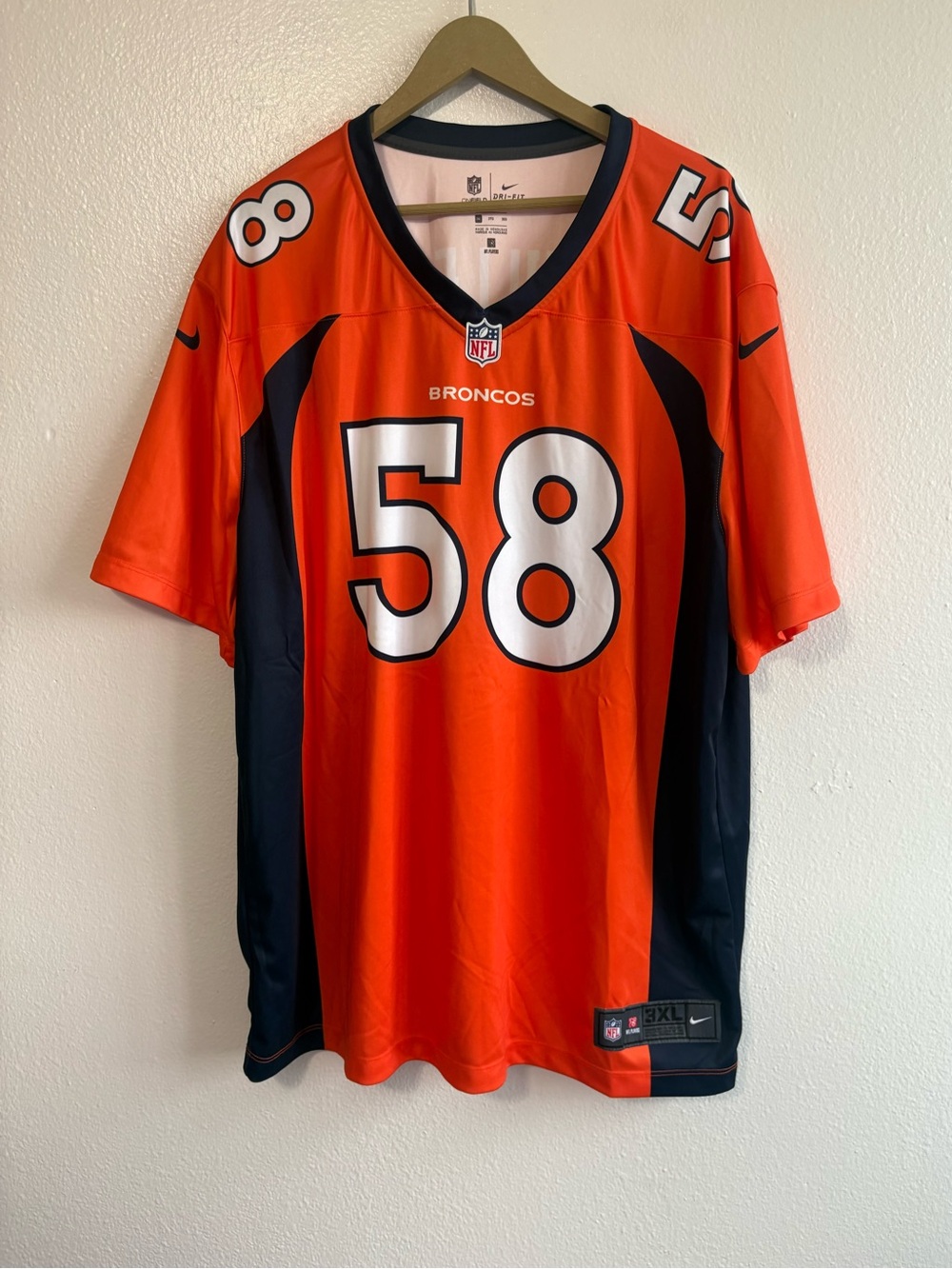NFL Apparel On Field Size 3XL Broncos Jersey Miller #58 Orange Blue Football